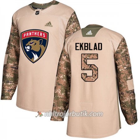 Män Ishockey Florida Panthers Tröja Aaron Ekblad 5 Adidas 2017-2018 Camo Veterans Day Practice Authentic